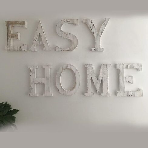 NA Large G Sign Wall Decor Letters Wood Distressed White Letters DIY Block Words Sign Alphabet Free Standing Hanging for Home Bedroom Office Wedding Party (G) in Saudi Arabia