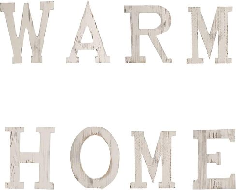 NA Large G Sign Wall Decor Letters Wood Distressed White Letters DIY Block Words Sign Alphabet Free Standing Hanging for Home Bedroom Office Wedding Party (G) in Saudi Arabia