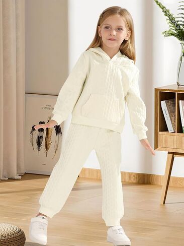 Toddler Baby Girl Clothes,Knitted Twist Hoodie Sweater Long Sleeve Tops+Pants 2 Piece Little Girls Outfits in Saudi Arabia