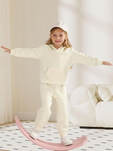 Toddler Baby Girl Clothes,Knitted Twist Hoodie Sweater Long Sleeve Tops+Pants 2 Piece Little Girls Outfits in Saudi Arabia