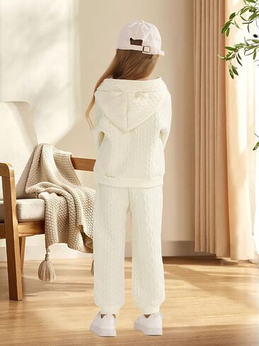 Toddler Baby Girl Clothes,Knitted Twist Hoodie Sweater Long Sleeve Tops+Pants 2 Piece Little Girls Outfits in Saudi Arabia