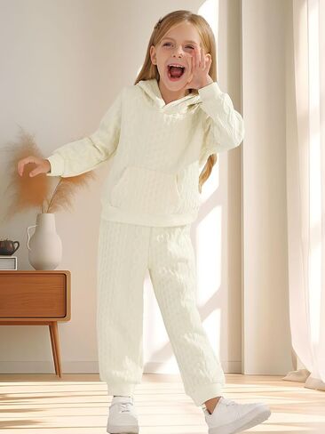 Toddler Baby Girl Clothes,Knitted Twist Hoodie Sweater Long Sleeve Tops+Pants 2 Piece Little Girls Outfits in Saudi Arabia