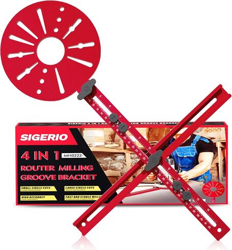 New 4 in 1 Router Milling Groove Bracket with Large Router Base, Router Circle Cutting Jig Tool for Woodworking, Cabinet Hardware Jig, Multifunctional Router Guide for Power Tools(Oil Red) in Saudi Arabia
