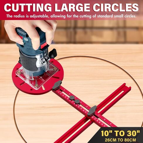 New 4 in 1 Router Milling Groove Bracket with Large Router Base, Router Circle Cutting Jig Tool for Woodworking, Cabinet Hardware Jig, Multifunctional Router Guide for Power Tools(Oil Red) in Saudi Arabia