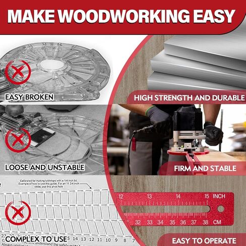 New 4 in 1 Router Milling Groove Bracket with Large Router Base, Router Circle Cutting Jig Tool for Woodworking, Cabinet Hardware Jig, Multifunctional Router Guide for Power Tools(Oil Red) in Saudi Arabia