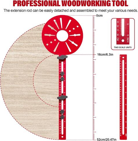 New 4 in 1 Router Milling Groove Bracket with Large Router Base, Router Circle Cutting Jig Tool for Woodworking, Cabinet Hardware Jig, Multifunctional Router Guide for Power Tools(Oil Red) in Saudi Arabia