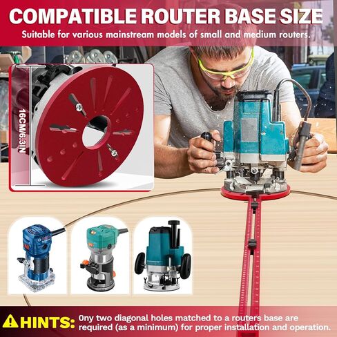 New 4 in 1 Router Milling Groove Bracket with Large Router Base, Router Circle Cutting Jig Tool for Woodworking, Cabinet Hardware Jig, Multifunctional Router Guide for Power Tools(Oil Red) in Saudi Arabia