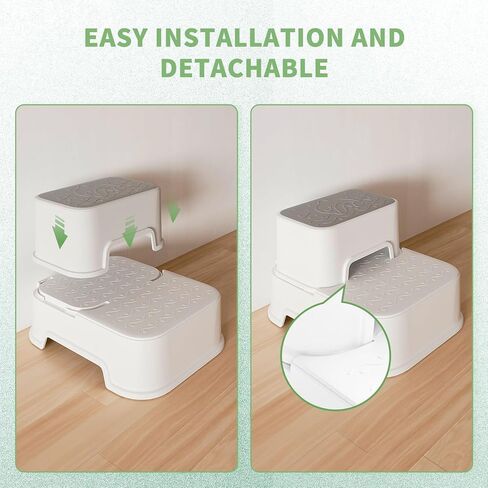 مقعد MangoHood ذو خطوتين للأطفال - مقعد مزدوج للأطفال الصغار، مقعد متعدد الوظائف للمرحاض للأطفال، مقعد مضاد للانزلاق لحوض الحمام، والتدريب على المرحاض، والمطبخ (أبيض - عبوة واحدة) in Kuwait