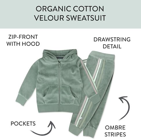 HonestBaby Velour Pullover Hoodie and Zip Front Sweatshirt and Jogger Sweatpants Set in Saudi Arabia