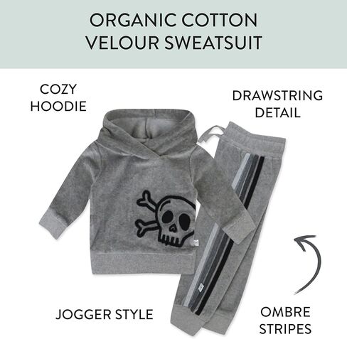 HonestBaby Velour Pullover Hoodie and Zip Front Sweatshirt and Jogger Sweatpants Set in Saudi Arabia