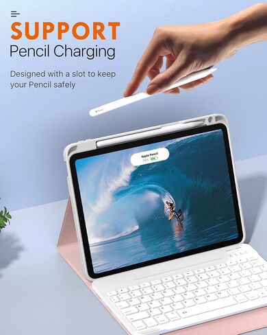 MoKo for New iPad Air 11 Inch Case with Keyboard M2 2024 Released, Magic Detachable Folio Keyboard Cover with Pencil Holder for iPad Air 6th/5th/4th Generation(2024/2022/2020), Silver in Saudi Arabia