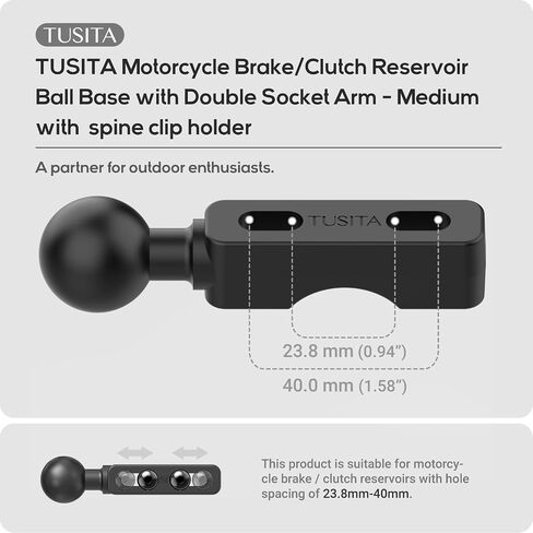 TUSITA Motorcycle GPS Mount Brake Clutch Reservoir Compatible with Garmin Handheld eTrex GPSMAP Rino Series - Double Socket Arm,Short in Saudi Arabia