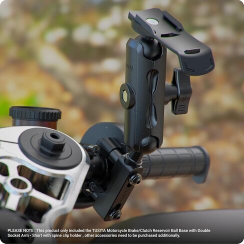 TUSITA Motorcycle GPS Mount Brake Clutch Reservoir Compatible with Garmin Handheld eTrex GPSMAP Rino Series - Double Socket Arm,Short in Saudi Arabia
