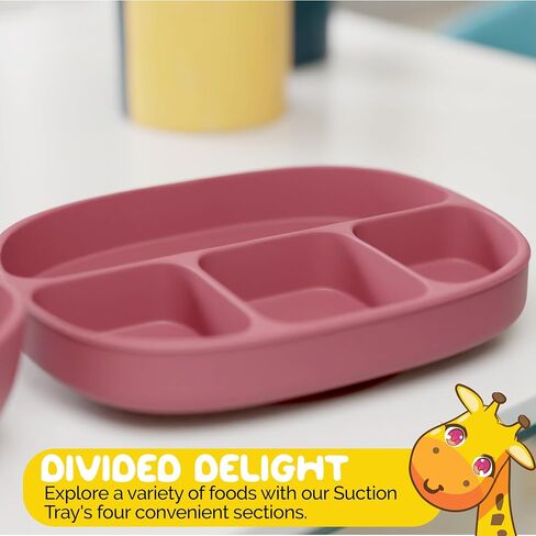 Baby Feeding Set by Muqee Peeko as a Baby Feeding Essentials in Baby Apricot Color with Baby Suction Plates for Toddlers, Baby Bowls with Suction and Baby Spoon (3 Piece Set) in Saudi Arabia