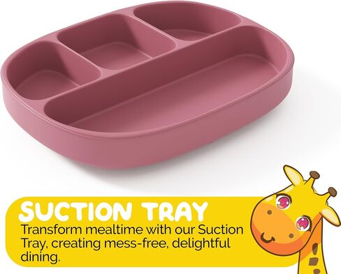 Baby Feeding Set by Muqee Peeko as a Baby Feeding Essentials in Baby Apricot Color with Baby Suction Plates for Toddlers, Baby Bowls with Suction and Baby Spoon (3 Piece Set) in Saudi Arabia