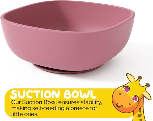 Baby Feeding Set by Muqee Peeko as a Baby Feeding Essentials in Baby Apricot Color with Baby Suction Plates for Toddlers, Baby Bowls with Suction and Baby Spoon (3 Piece Set) in Saudi Arabia