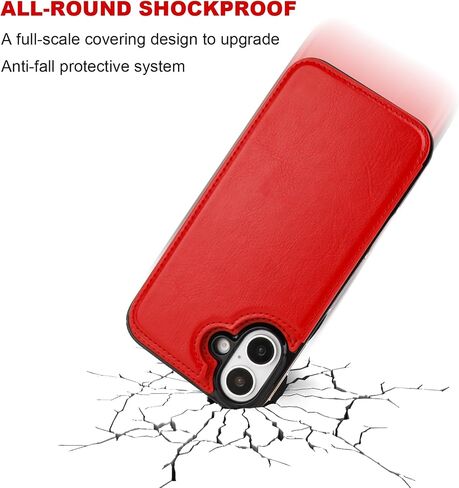 Compatible with iPhone 16 Plus Wallet Case with Card Holder, PU Leather Kickstand Card Slots Case, Double Magnetic Clasp and Durable Shockproof Cover 6.7 Inch (Brown) in Kuwait