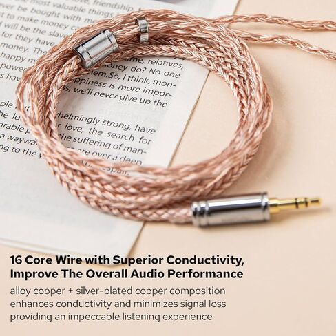 Linsoul Tripowin C-02 IEM Cable, 16 Core Silver-Plated Alloy Copper Earphone Cable, with PVC Jacket, 0.46 Low Impedance, HiFi Replacement Cable for Wired Earbuds (2Pin, 3.5mm) in Saudi Arabia