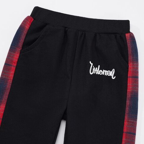 ESHOO Toddler Boys Fall Clothes Long Sleeve Hoody Plaid Sweatshirt Top + Sweatpants Long Pants 2-Piece Kids Winter Outfits in Saudi Arabia