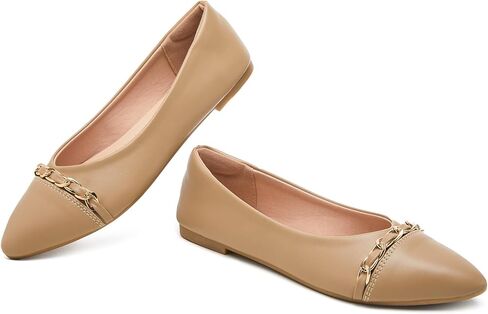 FINIWOR Ballet Flat Shoes for Womens,PU Leather Womens Loafers,Women Pointed Toe Dress Flat Shoes Casual, Comfortable Slip on Flats Shoes Women in Kuwait