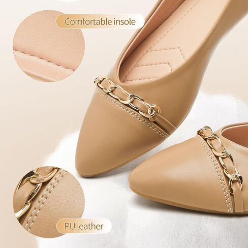 FINIWOR Ballet Flat Shoes for Womens,PU Leather Womens Loafers,Women Pointed Toe Dress Flat Shoes Casual, Comfortable Slip on Flats Shoes Women in Kuwait