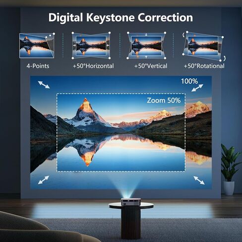 VGKE Smart 4K Projector with WiFi and Bluetooth, 800 ANSI Full HD 1080p Outdoor Movie Projector, 6D/4P Keystone Home Theater Projector for Phone/TV Stick, iOS, Android(Gray) in Saudi Arabia