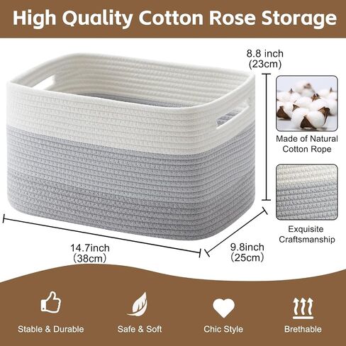 Storage Basket for Organizing, Woven Baskets for Storage, Rectangle Decorative Baskets for Shleves, Closet, Toys, Books, Towel Baskets for Bathroom - Pack of 3 (Black & Brown) in Saudi Arabia