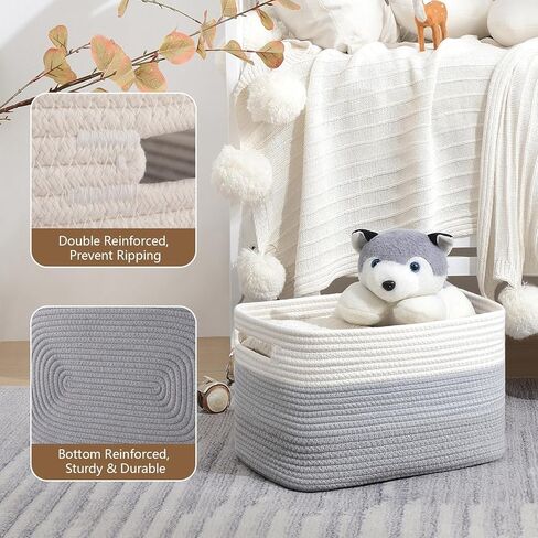 Storage Basket for Organizing, Woven Baskets for Storage, Rectangle Decorative Baskets for Shleves, Closet, Toys, Books, Towel Baskets for Bathroom - Pack of 3 (Black & Brown) in Saudi Arabia