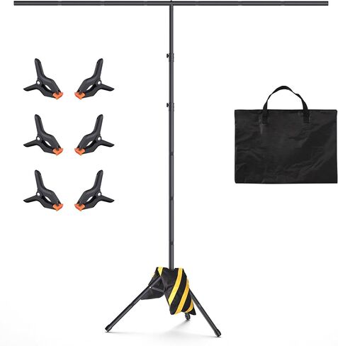 T-Shape Backdrop Stand 8x7.2FT, Height and Width Adjustable Background Stand for Parties,Green Screen Holder with 6 Spring Clamps in Saudi Arabia