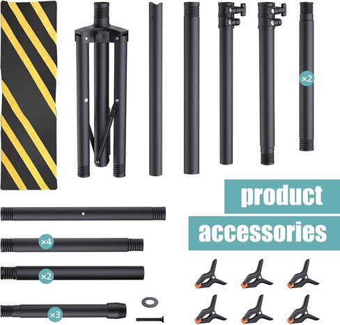 T-Shape Backdrop Stand 8x7.2FT, Height and Width Adjustable Background Stand for Parties,Green Screen Holder with 6 Spring Clamps in Saudi Arabia