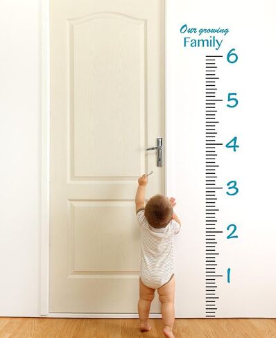 Giant Vinyl Growth Chart Kit | Kids DIY Height Wall Ruler Large Measuring Tape Sticker Number Decal Sticker (Azure Blue, 73x23 inches) in Saudi Arabia