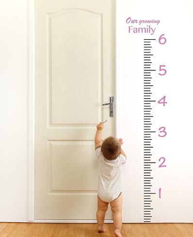 Giant Vinyl Growth Chart Kit | Kids DIY Height Wall Ruler Large Measuring Tape Sticker Number Decal Sticker (Azure Blue, 73x23 inches) in Saudi Arabia
