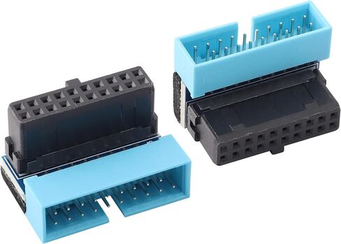 2 حزمة أسفل الزاوية اليمنى USB 3.0 19 دبوس موصل 90 درجة 19Pin / 20Pin 3.0 USB أنثى إلى ذكر تمديد لوحة محول الطاقة لسطح المكتب اللوحة الأم محول الرأس الداخلي (أسفل / أزرق - 20Pin) in Kuwait