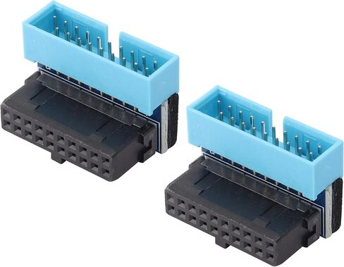 2 حزمة أسفل الزاوية اليمنى USB 3.0 19 دبوس موصل 90 درجة 19Pin / 20Pin 3.0 USB أنثى إلى ذكر تمديد لوحة محول الطاقة لسطح المكتب اللوحة الأم محول الرأس الداخلي (أسفل / أزرق - 20Pin) in Kuwait