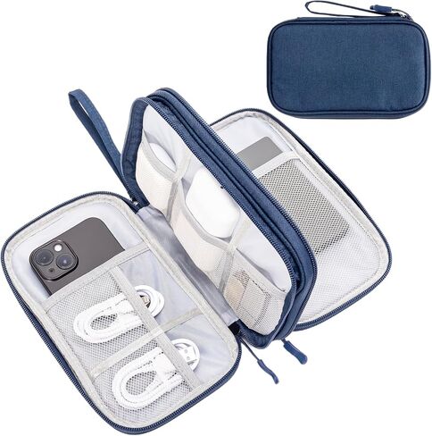 ProCase Electronics Organizer Travel Case, Portable Tech Cable Organizer Bag, Charger Organizer Case Pouch for Travel Accessories, Electronics, Power Bank, Wire -Black in Saudi Arabia