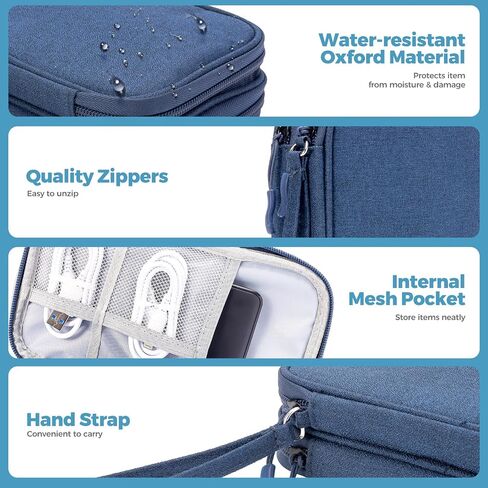 ProCase Electronics Organizer Travel Case, Portable Tech Cable Organizer Bag, Charger Organizer Case Pouch for Travel Accessories, Electronics, Power Bank, Wire -Black in Saudi Arabia