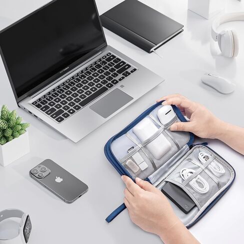 ProCase Electronics Organizer Travel Case, Portable Tech Cable Organizer Bag, Charger Organizer Case Pouch for Travel Accessories, Electronics, Power Bank, Wire -Black in Saudi Arabia