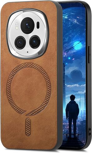 Ysnzaq Magnetic Case for Honor Magic 6 Pro, Ultra Thin TPU Leather Phone Case Support Wireless Charging for Honor Magic 6 Pro CC Black in Saudi Arabia
