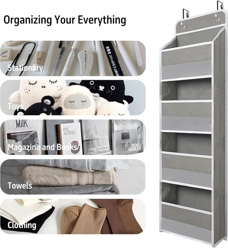 Heavy Duty Over Door Organizer, Wall Mount Hanging Organizer Storage with 4 Large Capacity Pockets, Closet Bathroom Nursery Bedroom Dorm, Toys Cosmetics Sundries and Baby Essentials, Black in Saudi Arabia