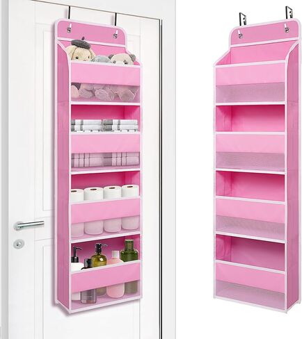 Heavy Duty Over Door Organizer, Wall Mount Hanging Organizer Storage with 4 Large Capacity Pockets, Closet Bathroom Nursery Bedroom Dorm, Toys Cosmetics Sundries and Baby Essentials, Black in Saudi Arabia