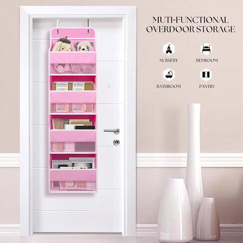 Heavy Duty Over Door Organizer, Wall Mount Hanging Organizer Storage with 4 Large Capacity Pockets, Closet Bathroom Nursery Bedroom Dorm, Toys Cosmetics Sundries and Baby Essentials, Black in Saudi Arabia
