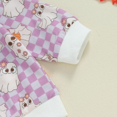 Toddler Baby Girls Halloween Outfits Ghost Printed Pullover Long Pants 2Pcs Fall Clothes Set in Saudi Arabia