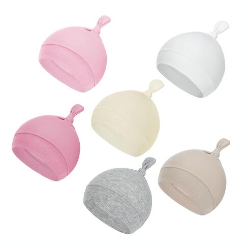 Durio 6 Pcs Baby Newborn Hats 0-6 Months for Baby Girls Boys Cozy Knot Baby Preemie Hats Beanie Unisex Infant Essentials Caps in Saudi Arabia