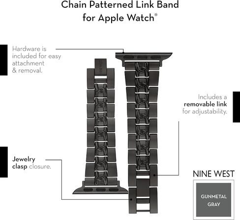 Nine West Fashion Bracelet for Apple Watch Secure, Adjustable, Apple Watch Band Replacement, Fits Most Wrists in Saudi Arabia