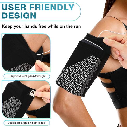 3 Pcs Phone Arm Bands for Running Armband Phone Holder with Earbuds Pocket Cell Phone Armband Sleeves for Exercise Workout, Compatible with All Phones(M) in Saudi Arabia