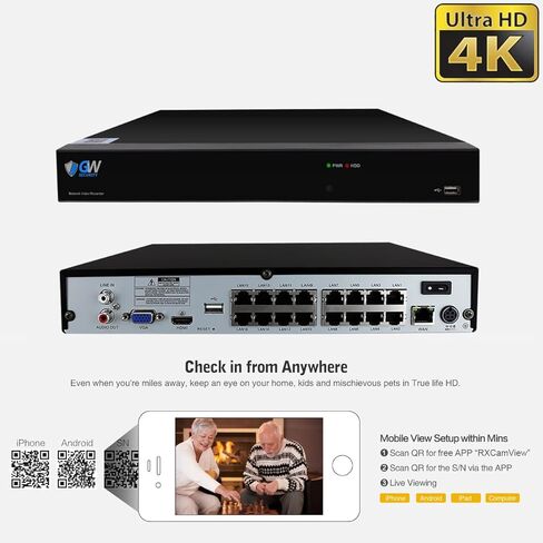 GW Security 8 قنوات 12 ميجابكسل NVR 8 ميجابكسل 4K رؤية ليلية ملونة كاملة الوقت، أضواء إنذار صوتية في اتجاهين، نظام كاميرا أمان مع (8) 8 ميجابكسل AI للكشف عن الوجه/الإنسان/المركبة، كاميرات مراقبة IP PoE Dome in Saudi Arabia