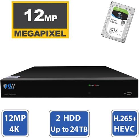 GW Security 8 قنوات 12 ميجابكسل NVR 8 ميجابكسل 4K رؤية ليلية ملونة كاملة الوقت، أضواء إنذار صوتية في اتجاهين، نظام كاميرا أمان مع (8) 8 ميجابكسل AI للكشف عن الوجه/الإنسان/المركبة، كاميرات مراقبة IP PoE Dome in Saudi Arabia
