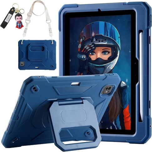 حافظة لجهاز iPad Pro 11 بوصة M4 2024 (الجيل الخامس)، حافظة واقية مضادة للصدمات مع فتحة قلم رصاص/ حامل سحري بمقبض دوار 360 درجة، سلسلة مفاتيح/حزام كتف للحمل، حافظة لجهاز iPad Pro 11 2024 (ملونة) in Kuwait