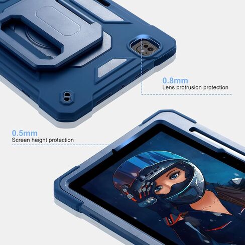 حافظة لجهاز iPad Pro 11 بوصة M4 2024 (الجيل الخامس)، حافظة واقية مضادة للصدمات مع فتحة قلم رصاص/ حامل سحري بمقبض دوار 360 درجة، سلسلة مفاتيح/حزام كتف للحمل، حافظة لجهاز iPad Pro 11 2024 (ملونة) in Kuwait
