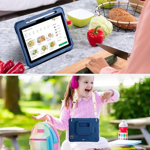 حافظة لجهاز iPad Pro 11 بوصة M4 2024 (الجيل الخامس)، حافظة واقية مضادة للصدمات مع فتحة قلم رصاص/ حامل سحري بمقبض دوار 360 درجة، سلسلة مفاتيح/حزام كتف للحمل، حافظة لجهاز iPad Pro 11 2024 (ملونة) in Kuwait